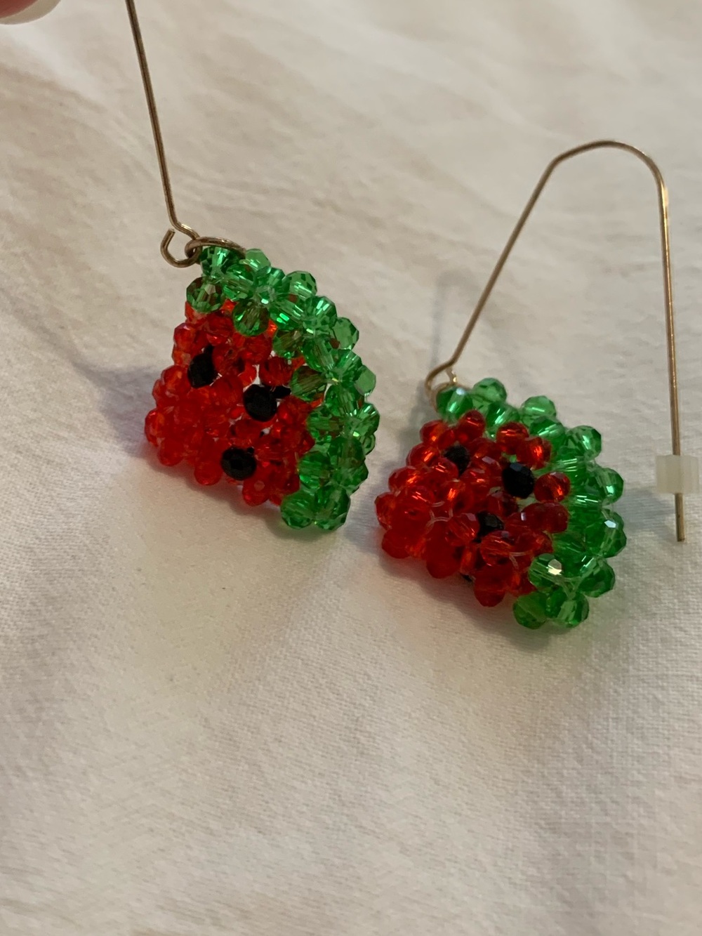 Zara Jewelry Green & Red Watermelon Bead Drop Earrings - Picture 3 of 4